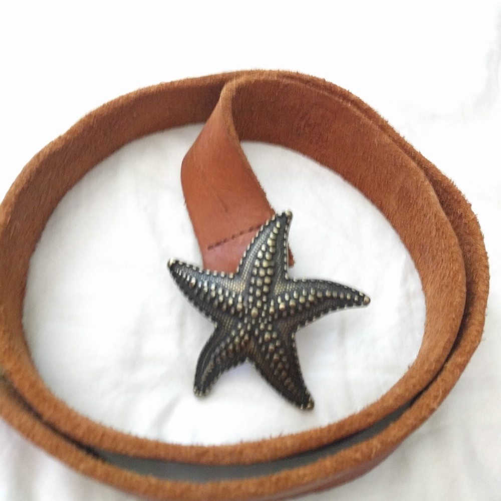 Anthropologie Leather Belt with Brass Starfish